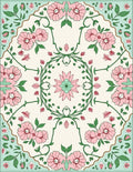 Pink Floral Garden With Green Vines Rug