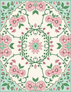 Pink Floral Garden With Green Vines Rug