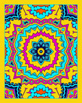 Vibrant Yellow Pink Blue Floral Mandala Rug