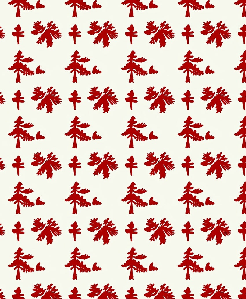 Red Festive Tree Folk Art Rug