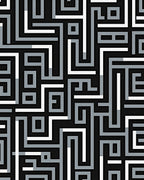 Monochromatic Maze Graphic Accents Rug