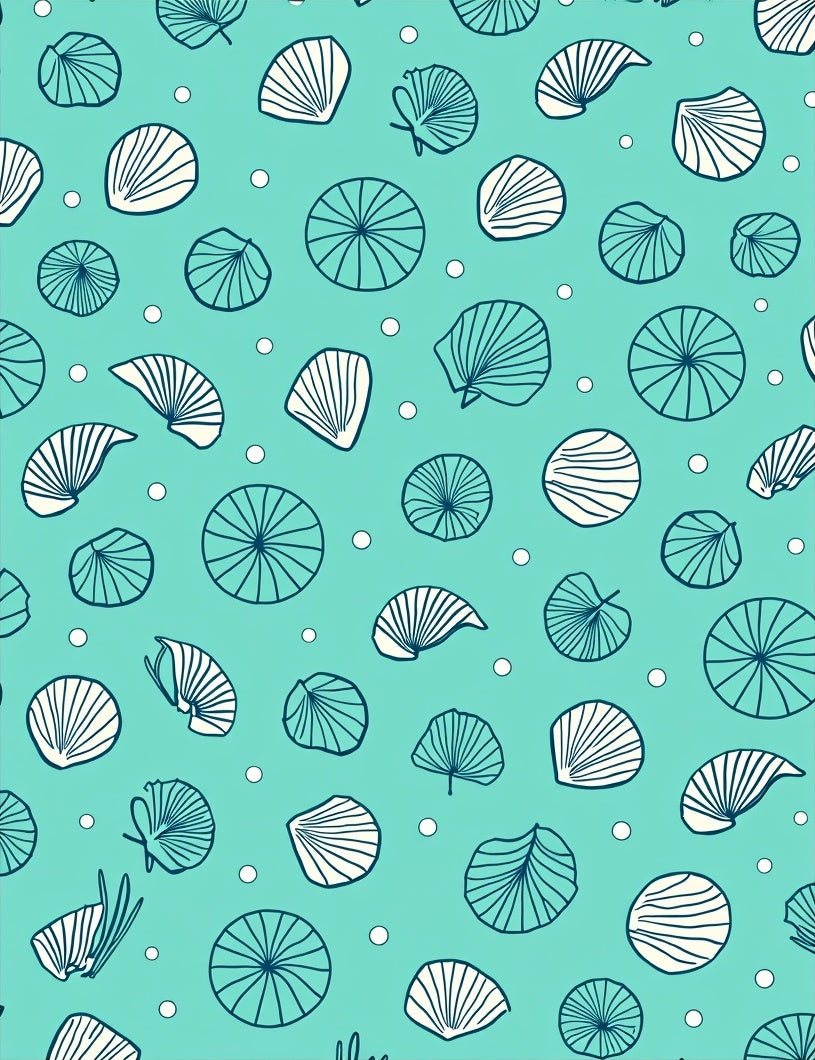 Coastal Teal Shell Scatter Rug