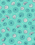 Coastal Teal Shell Scatter Rug