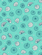 Coastal Teal Shell Scatter Rug
