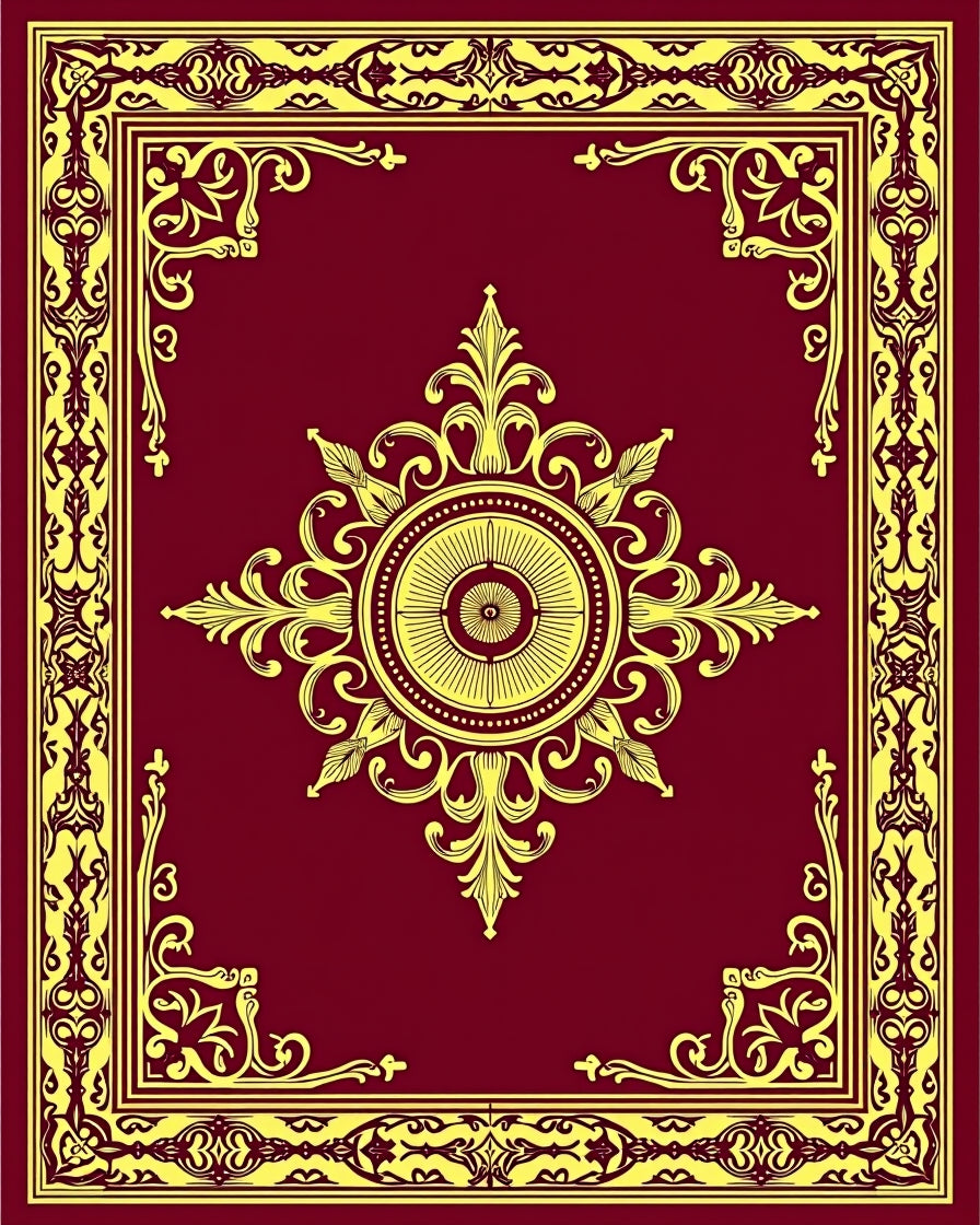 Crimson Gold Ornate Central Medallion Rug