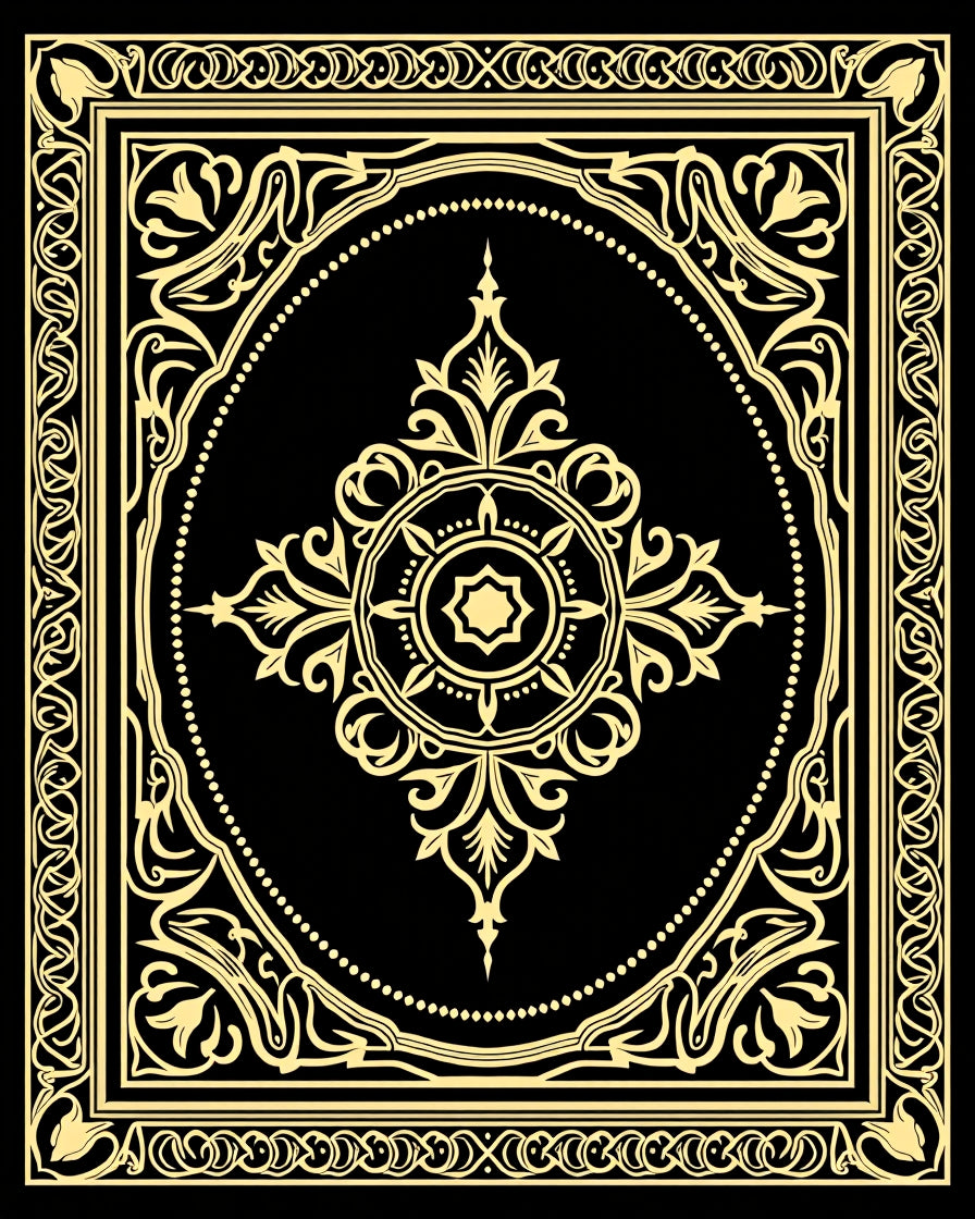 Golden Floral Border Medallion Rug