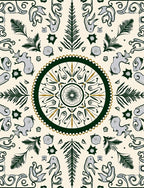 Dark Green Emerald Sunburst Garden Rug