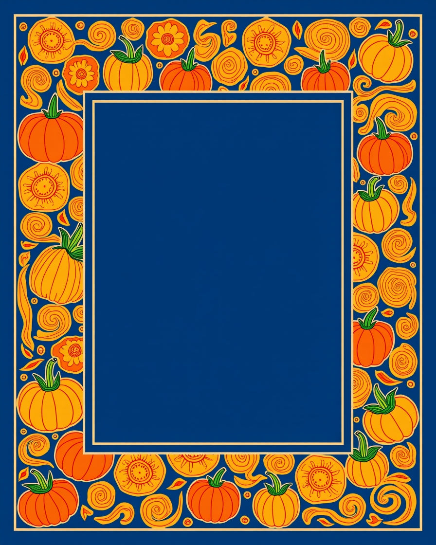 Orange Pumpkin Swirl Border Rug