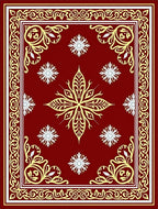 Crimson Gold Floral Medallion Border Rug