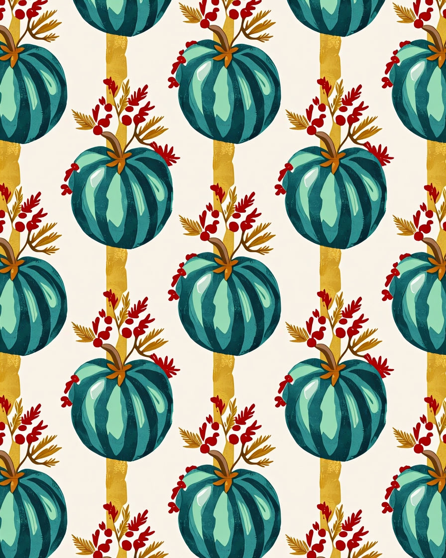 Teal Pumpkin Festive Autumn Stripe Rug