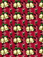 Festive Golden Bells Red Background Rug