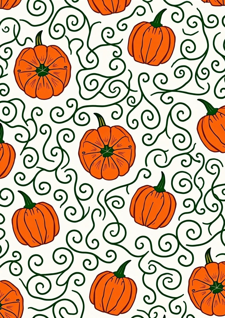 Autumn Orange Pumpkin Swirls Rug