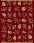Crimson Pinecone Branch Illustration Rug