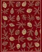 Crimson Pinecone Branch Illustration Rug