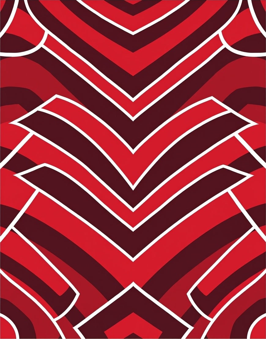 Bold Red Chevron Swirl Rug