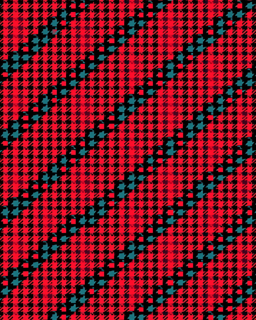 Black Red Teal Houndstooth Checkered Rug