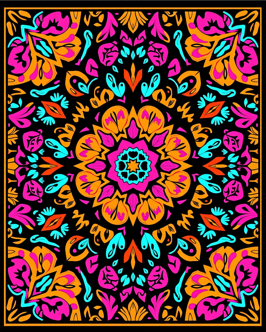 Vibrant Retro Mandala Floral Rug