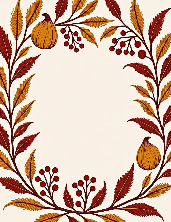 Autumn Fig Leaf Berry Wreath Rug
