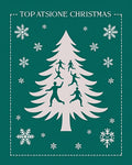 Teal Snowflake Christmas Tree Figures Rug