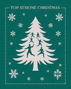 Teal Snowflake Christmas Tree Figures Rug