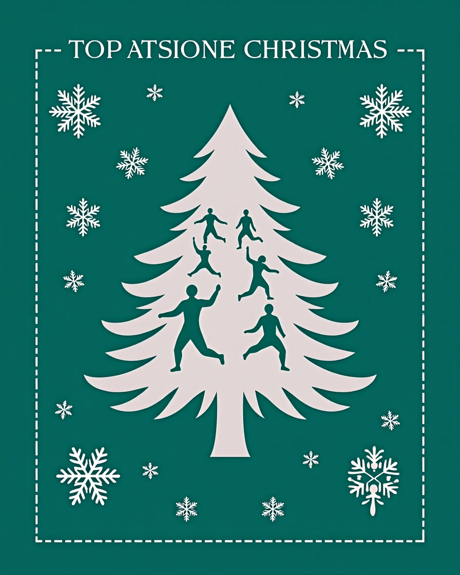Teal Snowflake Christmas Tree Figures Rug