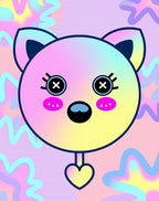 Whimsical Kawaii Bear Pastel Starburst Rug