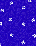 Deep Blue Paw Print Contour Rug