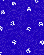 Deep Blue Paw Print Contour Rug