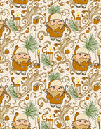 Rustic Brown Gnome Candle Whimsical Swirls Rug