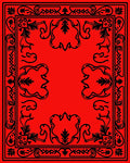 Bold Red Black Interlocking Scroll Rug