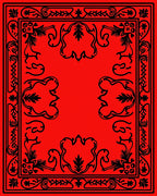 Bold Red Black Interlocking Scroll Rug