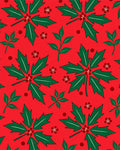 Festive Red Holly Berry Branches Rug
