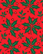 Festive Red Holly Berry Branches Rug