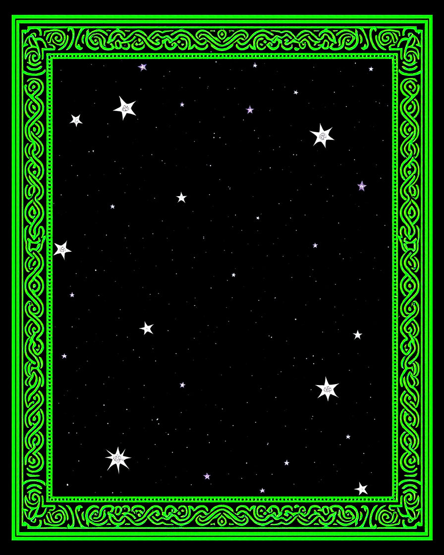 Neon Green Celestial Starry Night Rug