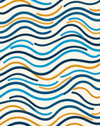 Abstract Navy Gold Wavy Stripes Rug