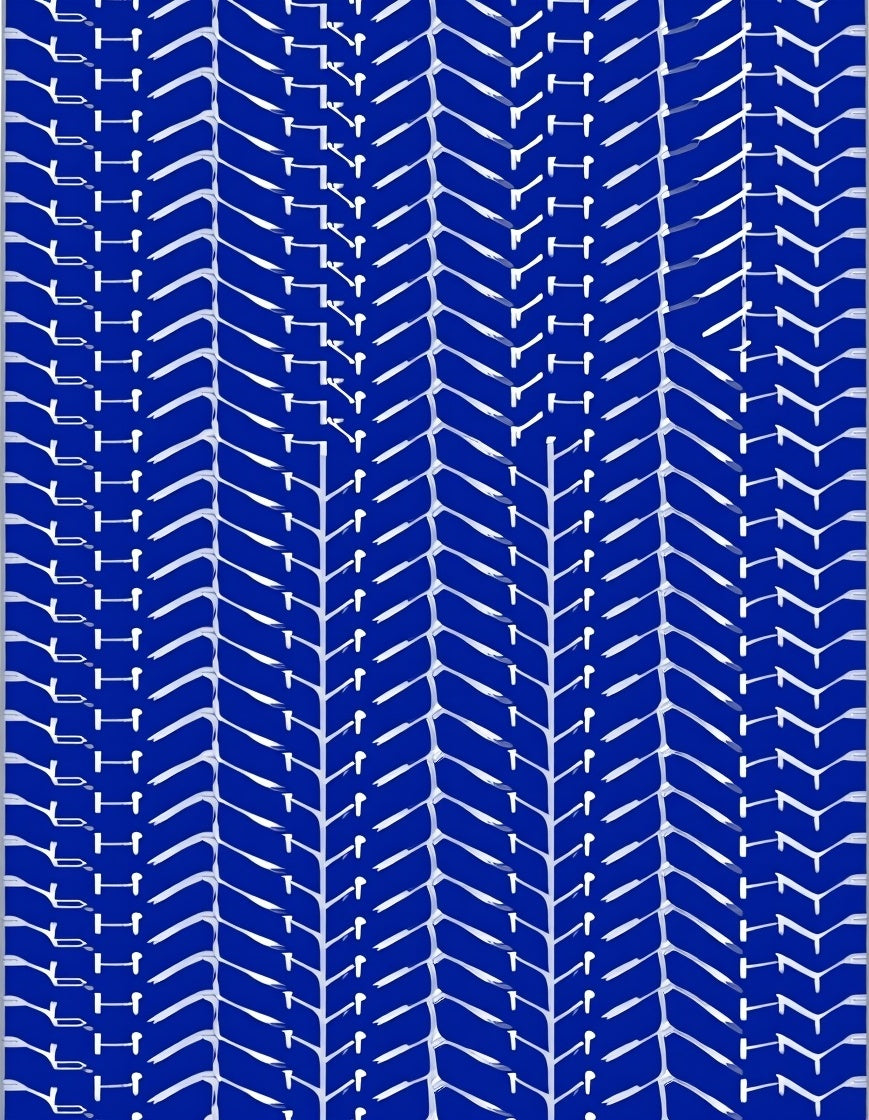 Deep Blue White Herringbone Textured Rug