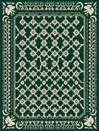 Emerald Ivory Intricate Floral Lattice Rug