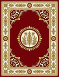 Regal Crimson Golden Floral Medallion Rug