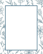 Navy Floral Border Sketch Rug