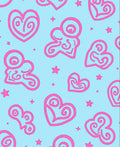 Pink Swirl Hearts on Sky Blue Rug