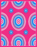 Radiant Pink Blue Sunburst Mandala Rug