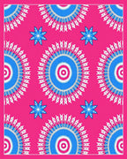 Radiant Pink Blue Sunburst Mandala Rug