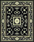 Ivory Floral Border Black Rug