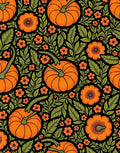 Orange Pumpkin Floral Black Garden Rug