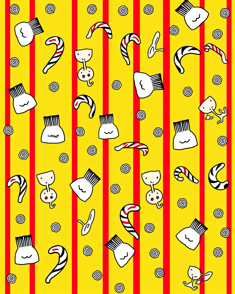 Whimsical Red Striped Candy Cane Figures Rug