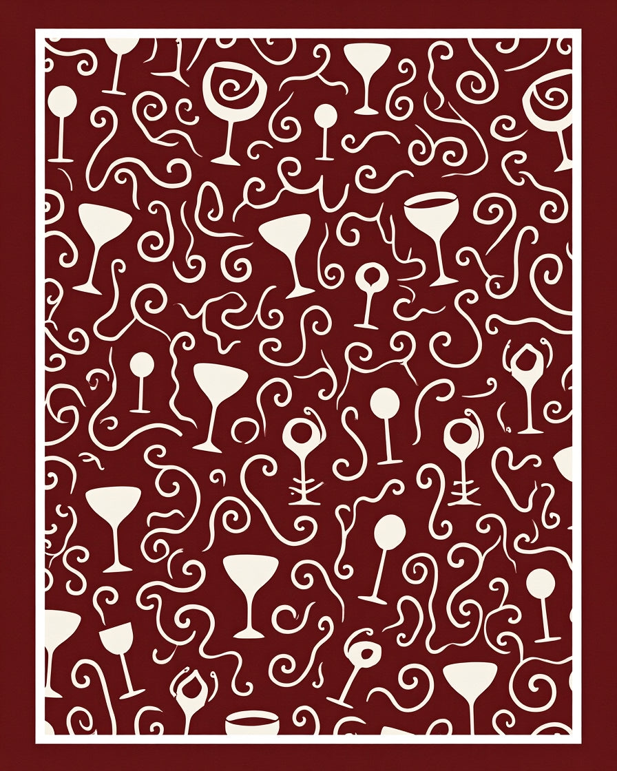 Crimson Swirl Cocktail Glass Arrangement Rug