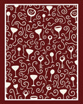 Crimson Swirl Cocktail Glass Arrangement Rug