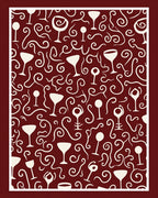 Crimson Swirl Cocktail Glass Arrangement Rug