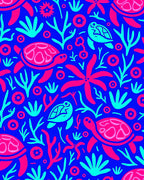 Vibrant Coral Sea Turtle Aquatic Scene Rug