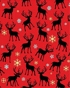 Black Reindeer Red Snowflakes Background Rug